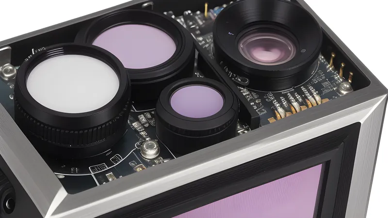 An invented small camera globe cut away to show a lens, a memory card slot and no antenna