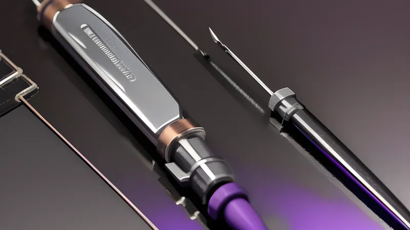 An invented soldering iron tip glowing hot orange with a thin curl of solder wire beside it