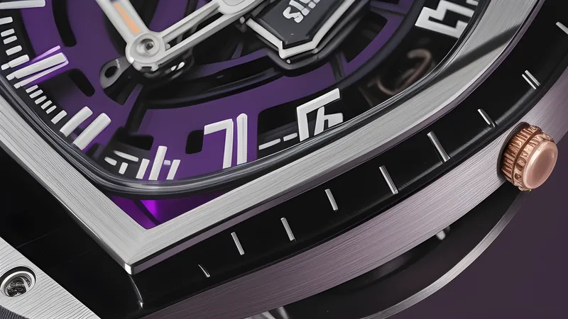 An invented sports watch body cutaway showing a GPS antenna coil and battery cell beneath the display