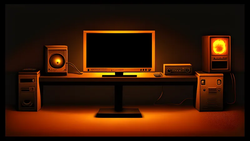A gallery of jumping platform-sprite icons glowing in amber CRT light against a dark scanlined background