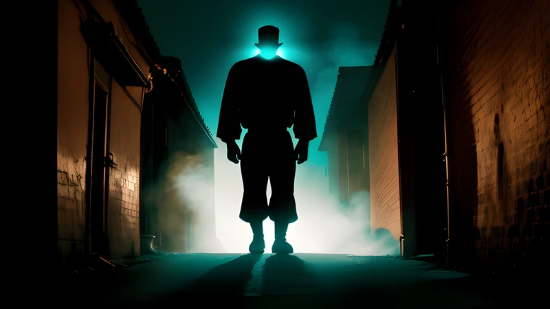 The silhouette of a clay giant looming in a narrow medieval alley