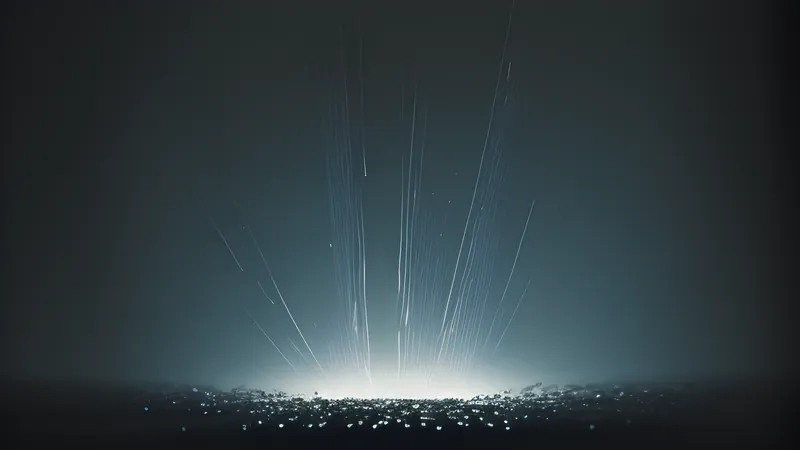 A glowing database table shape sprouting nervous jittering arrows, with drips of light falling from its edges