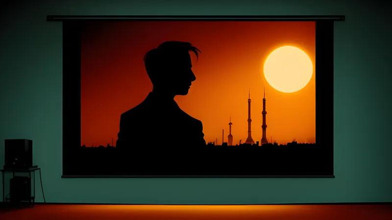 A lone figure holding a straight razor, silhouetted against a rising red sun over Tokyo
