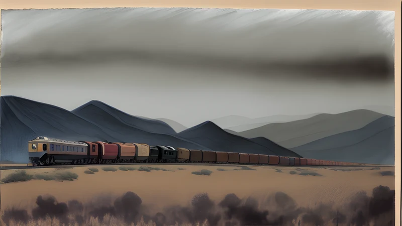 A crashed balloon train of foil reflectors and balsa struts scattered across a dry desert ranch field under 1947 light