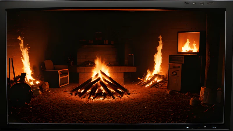 A single bonfire multiplied into a receding horizon of identical bonfires