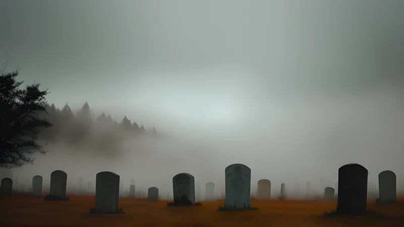 A ruined Italian churchyard with a hand breaking the soil, teal and amber, projector light through smoke