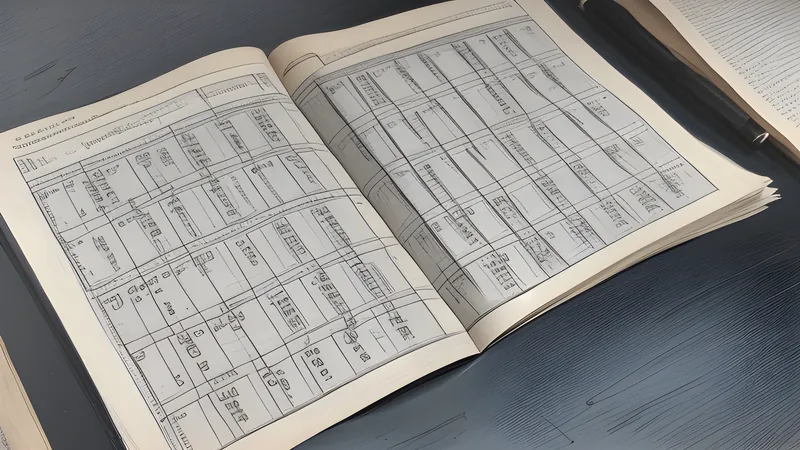 A handwritten grid of symbol-cipher characters partly annotated in red pen over faded 1970s newsprint
