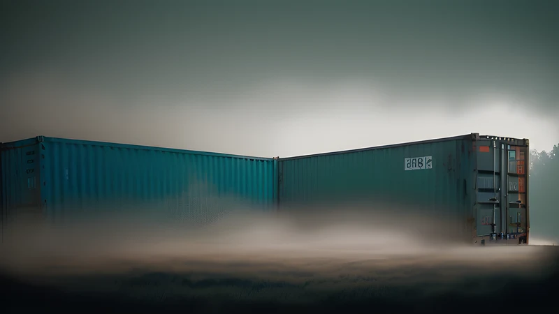 Repertory poster: a vast dark whale on a lorry in an empty town square at night, teal fog, single amber lamp through smoke