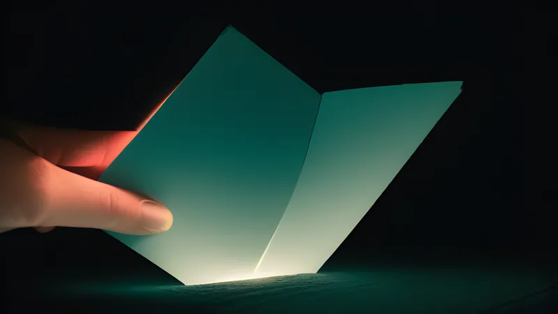 A glowing paper label detaching from a solid glowing block of light hidden beneath it