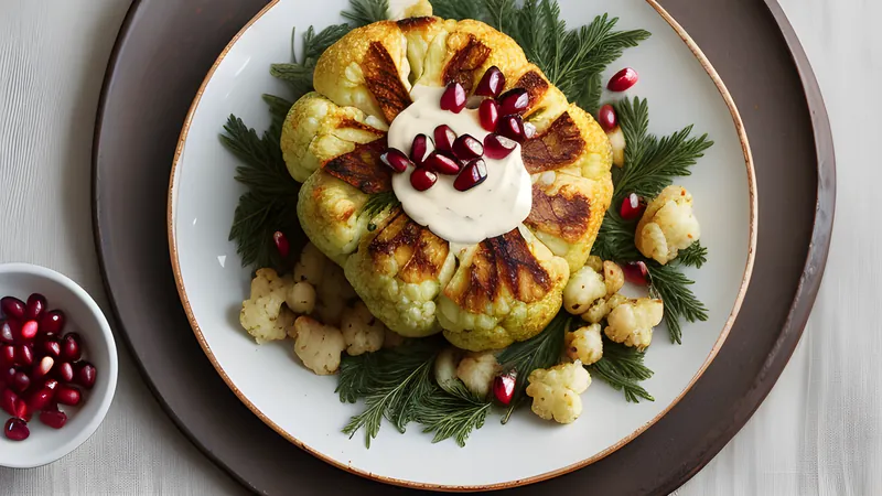 Whole Roasted Cauliflower with Green Tahini