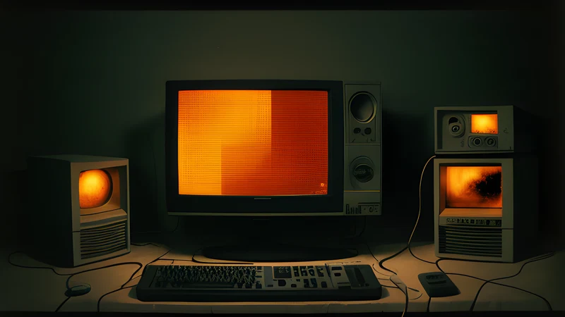 A pixel football pitch rendered as a systems diagram, amber vectors on a CRT in a dark room