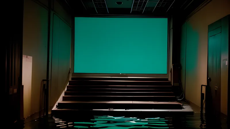 A rock microphone silhouetted against a rally crowd under a bruised amber sky, repertory cinema poster style in teal and amber