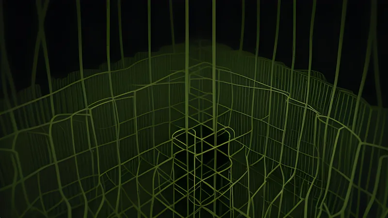 A vast glowing grid of multiplying number lattices collapsing into a single weary drooping node