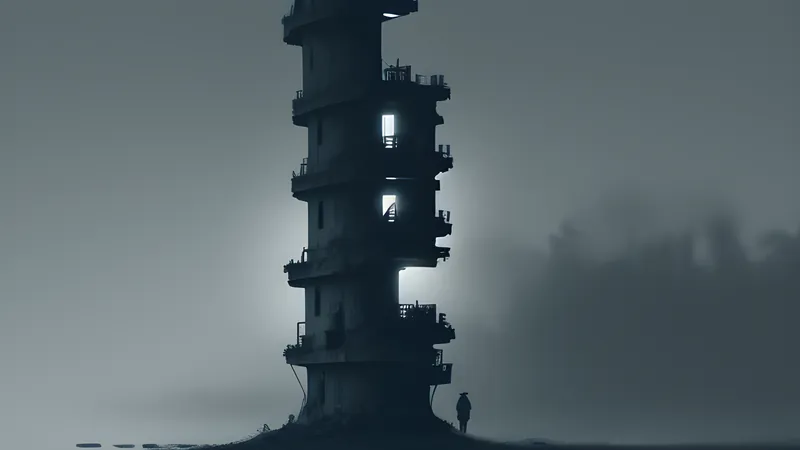 A stack of small glowing server tower shapes bundled beneath a draped trench-coat silhouette